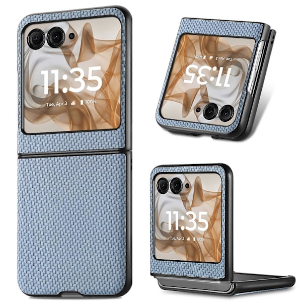 Mobilfodral i kolfiberstruktur för Motorola Razr 50 Blue