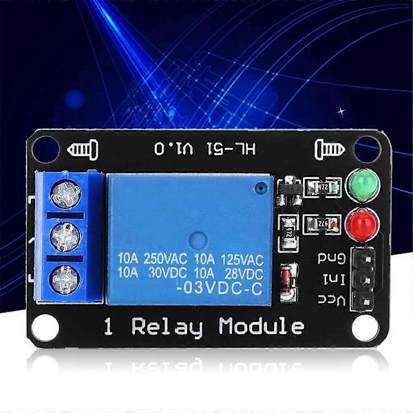1-vägs Relä Drivrutinsmodul med LED-indikator, Microcontroller-kompatibel PLC MCU Kontrollkortmodul 24V[D] Blue