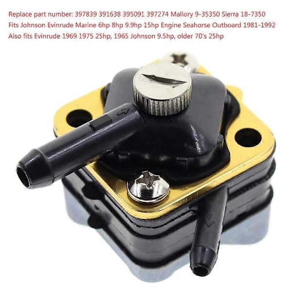 Johnson Evinrude 6hv 8hv 9.9hv 15hv Korkeapaine Perämoottorin Polttoainepumppu[D]