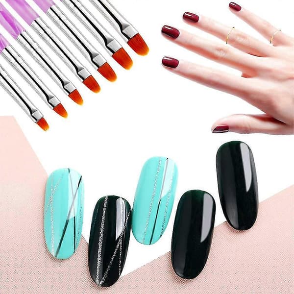Nagelborstset Prickverktyg Detaljpennor För DIY Nagelkonst[D]