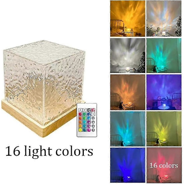 Luminorthe Luminorth Cube Lampe, Himmelsk Vandlampe, Nordlys Cube Midnats Aura Lampe, 16 Farver Dynamisk Vandbølge Natlampe med[D] 1pc