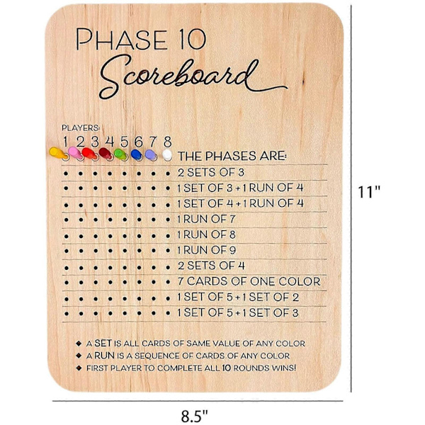 Phase 10 Scoreboard, 2024 Hot Træ Phase 10 Scoreboard og Runde Tracker[D]