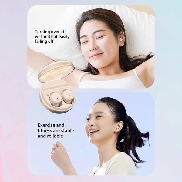 Søvnørepropper Trådløse Bluetooth Headset Bluetooth 5.3 Mini In-Ear Dobbelt Mikrofon Bærbar Øretelefoner Til Søvn Pink