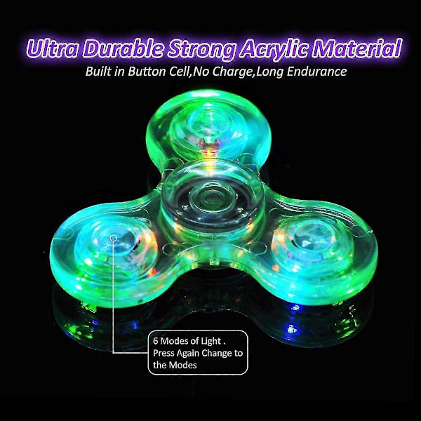 Krystal Luminous LED Lys Fidget Spinner Hånd Top Spinners Gløder i Mørke EDC Stressaflastende Legetøj Gyroskop