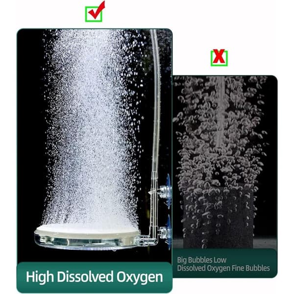 Akvarieluftdiffusor, lydløs iltdiffusor med meget højt CO2-indhold og reguleringsventil, til akvarier og hydroponisk dyrkning (D)