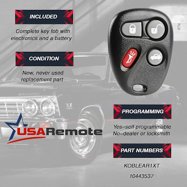 Bilnøgle Fjernbetjening Nøglefri Adgang Passer til Chevy Corvette Malibu SSR/Pontiac[D]