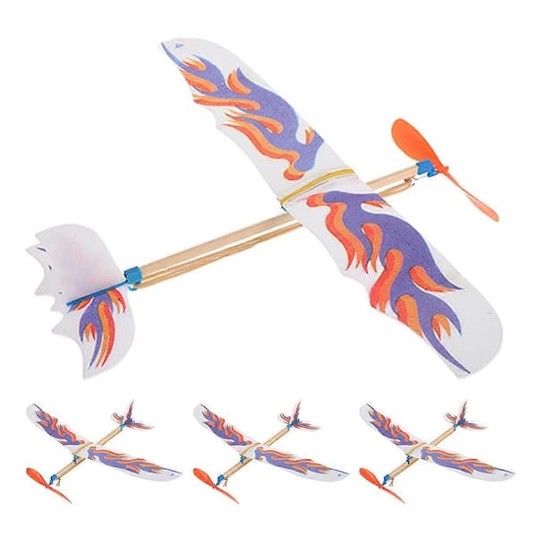 Gummidriven Leksaksflygplan DIY Monteringsmodell Flygplan 4st för Lek [D]