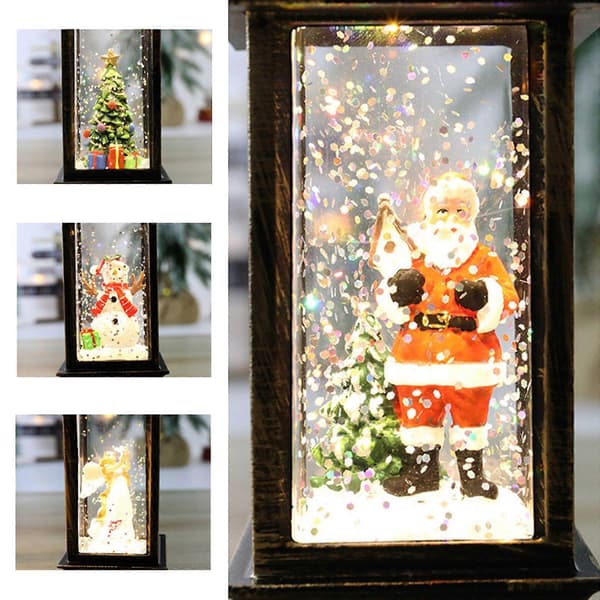 Juletre Snøkule Lykt Scene Ornament Dekor Jule LED Lys Opp[D]
