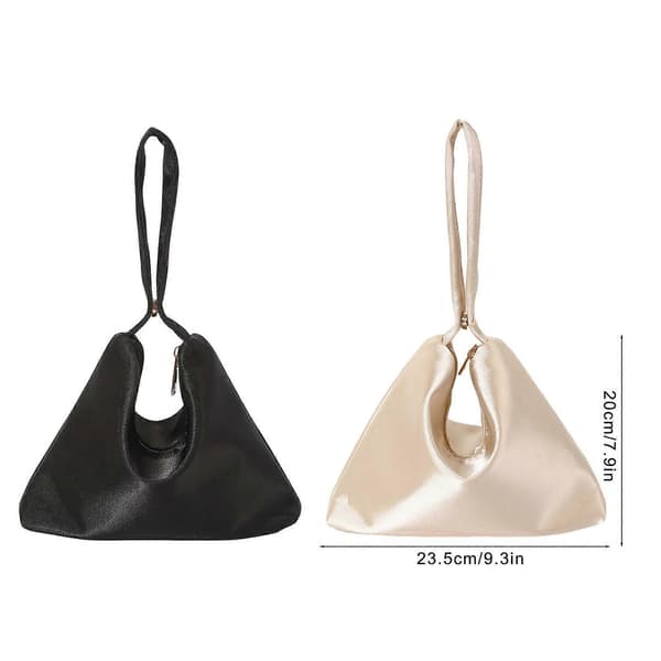 Sofistikert kveldsveske solid clutch med romslig interiør topphåndtak dumpling håndvesker for telefoner og kosmetikk[D] Black
