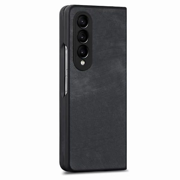 Skyddande Skal för Samsung Galaxy Z Fold4 med Integrerad Film, Retro Skin-Känsla, Vikbart Läder Black