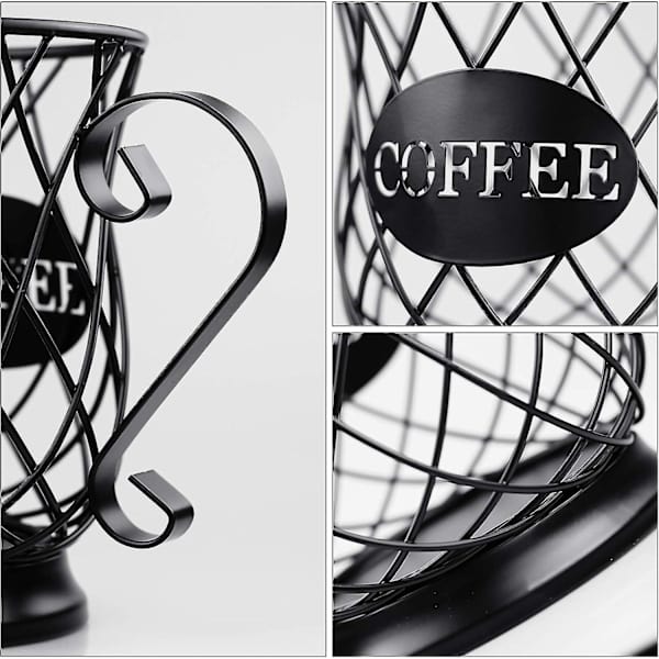 Kaffekapselhållare i metall, förvaringskorg för kaffekapslar, svart