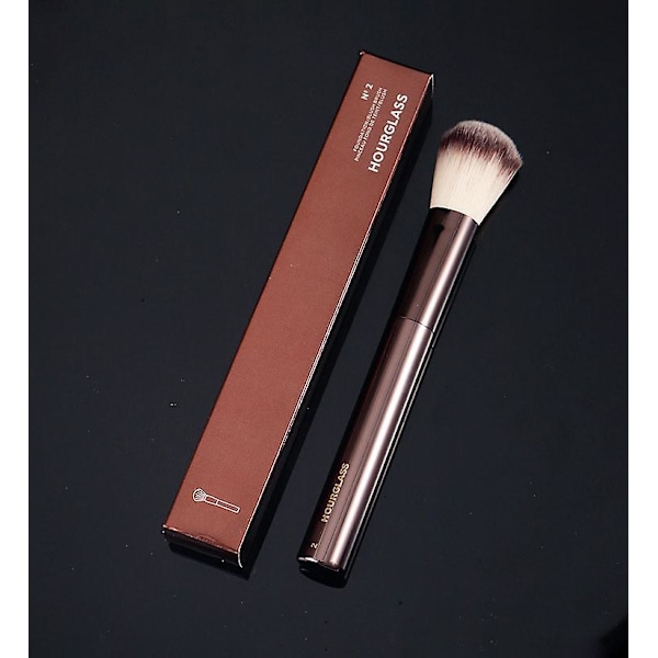 1 stk. HG Pro Makeup-børster Pudderkontur Blusher Make up-børste Højlys Bronzer udsøgt Professionelt metalhåndtag med æske 2