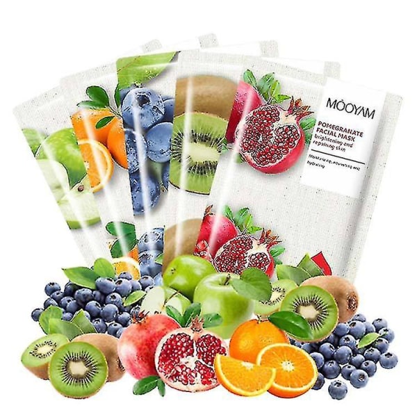 10 stk Mooyam Organic Fruit Mask Sheet Cleansing Hydrating Green Apple Kiwi Blueberry Patch Mask Blueberry Mask