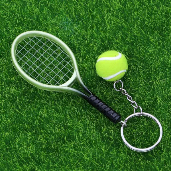 Mini Tennis Nøgleringe Tennis Racket Form Nøgleringe Sød Sports Stil Split Nøglering Sæt (Grøn)