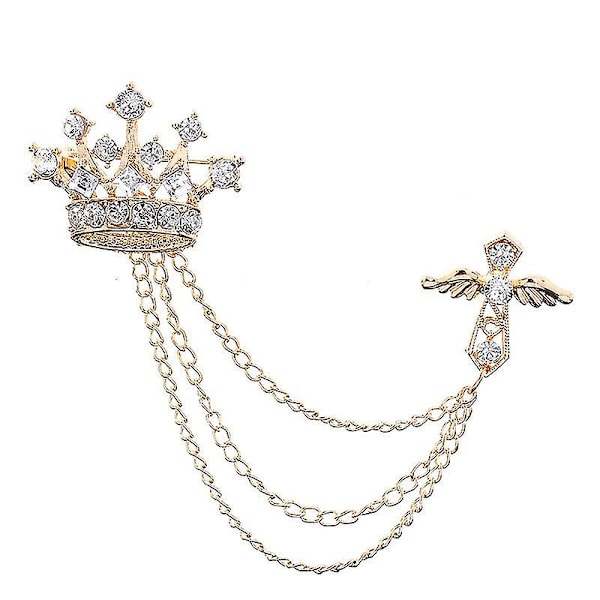Brittiläinen tyyli riipusketju rintakoru retro kristalli corsage pinsi tassel ketju puku takki rintakoru pinsi miehille aviomiehelle lahjat style 1