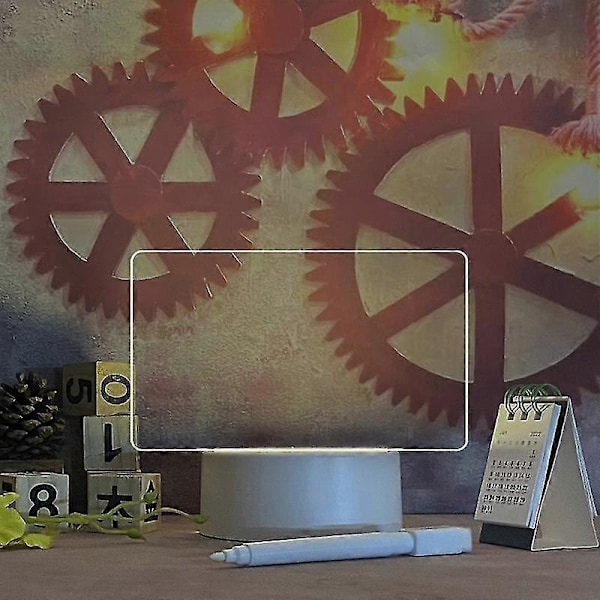 Noteringstavla Kreativ LED Nattlampa USB Meddelandetavla Semesterlampa Med Penna Present Till Barn Flickvän Dekoration Nattlampa Round Base Transverse