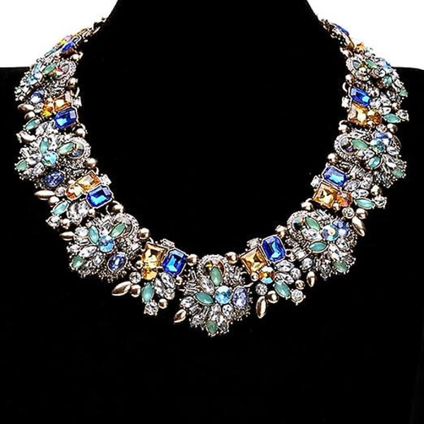 Krystal Rhinestone Statement Halskæde, Vintage Chunky Kæde Choker Krave Bib Statement Halskæde Mode Smykker Smykker Halskæder Til Kvinder