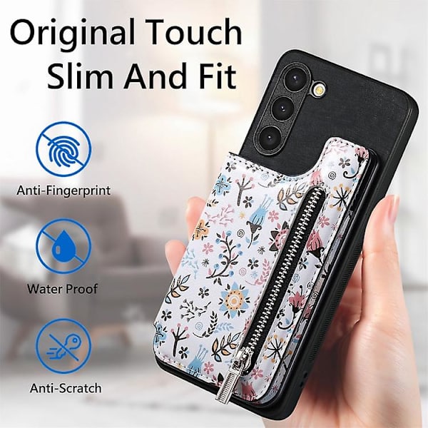 Samsung Galaxy S23+ 5g -retromaalattu vetoketjullinen lompakkokotelo Black
