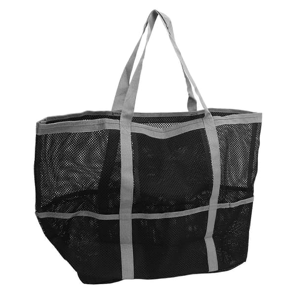 Vikbar axelväska i nylon, multifunktionell strandväska i mesh för resor och camping Grey
