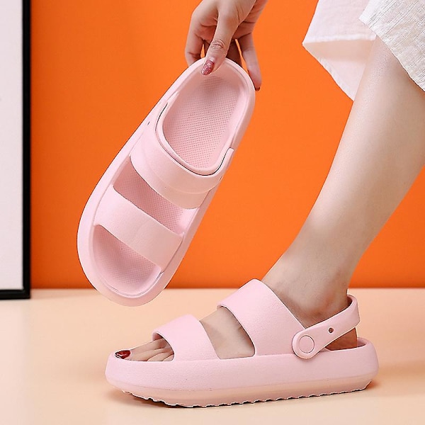 4 cm:n paksupohjaiset kesätossut naisille, pehmeät EVA-rantakengät, liukumattomat Pink 36 37
