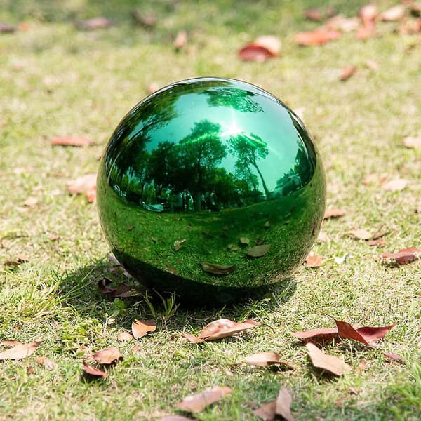 Reflekterende Kugle i Rustfrit Stål, Have Spejlkugle, Poleret Kule, Terrasse Ornament