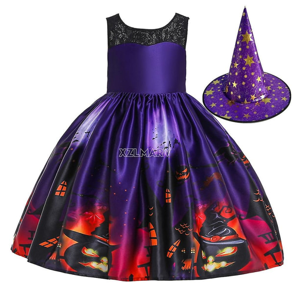 Children's witch print dress A-5 100 (2-3T)