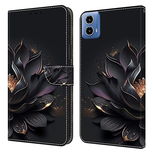 Motorola Moto G34 5G Fodral PU Läder 3D Mönster Plånbok Telefonfodral med Stående Funktion Purple Lotus