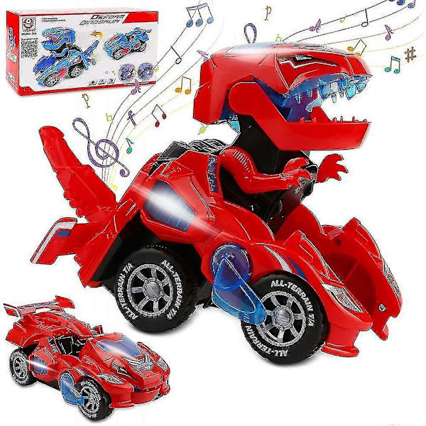 Transformerande dinosauriefordon leksak Transformerande dinosauriebil, Automatisk transformerande dinosauriebil Red