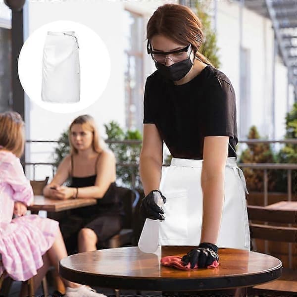 2-pack servitörsförkläden, vita, knytning fram, bistroförkläde med ficka - bra