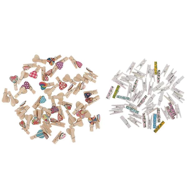 50 st Mini Träklämmor Bröllopsfoto Papper Pins Klädnypor Träklämmor 1#