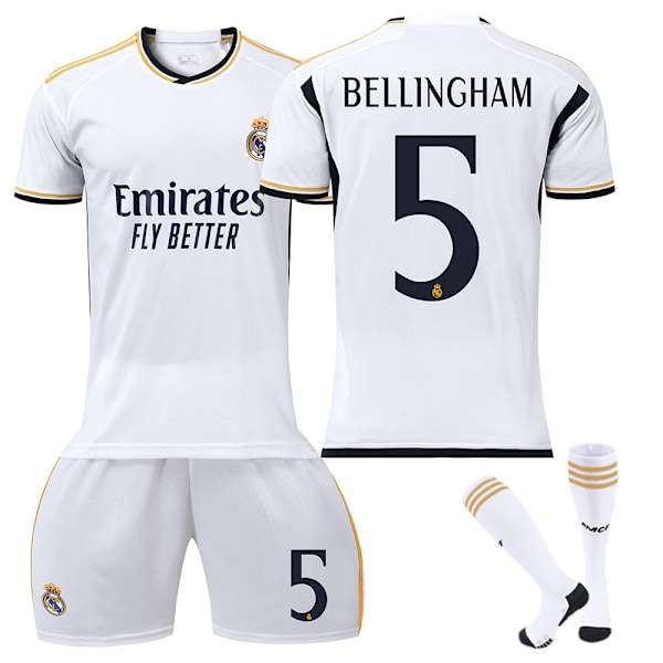 23-24 Bellingham No. 5 Real Madrid Trøje Ny Sæson Seneste Voksen Børne Fodboldtrøje Size 28