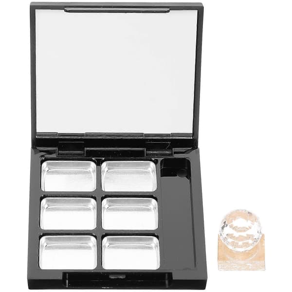 1 sett kompakt tomt highlighter-etui med speil inni, påfyllbar kosmetikkbeholder