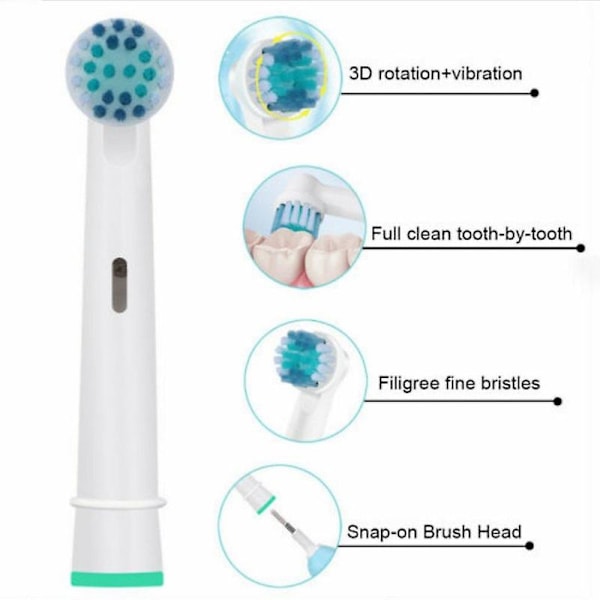 4 stk./sæt Elektrisk Tandbørste Udskiftelige Hoveder Tandbørstehoveder Til Oral B Elektrisk Børste Dyser Bløde Dupont Børstehår SB-17A Tandbørster EB-17C