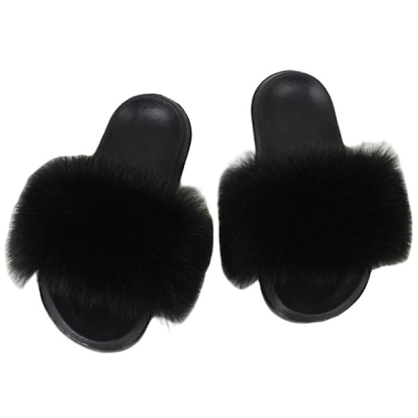 Mimigo Damer Faux Fur Sandaler Kvinners Sandaler Fuzzy Sandaler Flip Flop Pels Sandaler Myke Flat For Innendørs Utendørs 8 SIZE 40-41