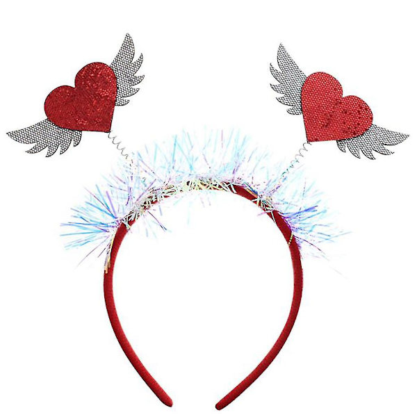Rød Sekvens Hjerte Hodebånd Glitter Tinsel Hodeplagg Valentinsdag Hodeplagg