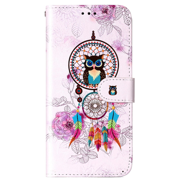 Til Oppo A79 5g / A2 5g Etui Pu Læder+tpu Mønster Trykt Flip Stativ Telefonbeskytter Wind Chime Owl