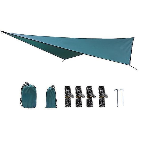 360x290cm Waterproof Tarp Tent Shade Camping Hammock Rain Fly Uv Garden Awning Canopy(green)