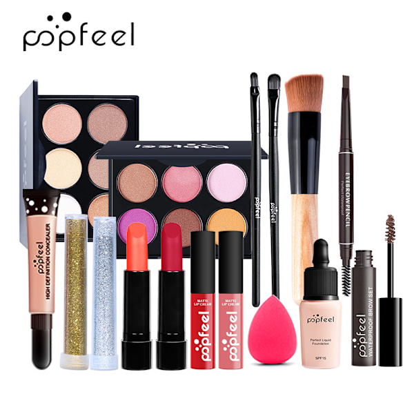 POPFEEL Makeup Sæt til Begyndere, Makeup til Piger KIT009 16pcs