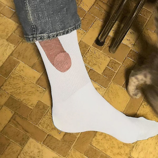 Roliga strumpor för kvinnor och män - Unika och roliga strumpor Striped white