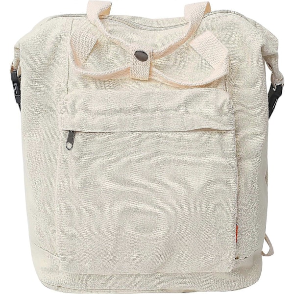Rygsæk til kvinder Canvas Vintage Taske Casual Rejse Dagrygsæk, Kvinders Mode Rygsække Æstetiske Punge (Grøn) Off-white