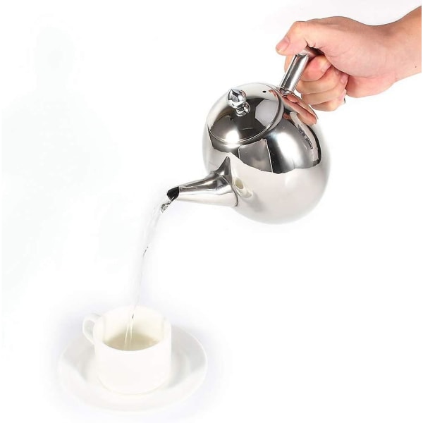 Marokkansk tekande med filter - 1 l kaffemaskine i rustfrit stål med filter, stor kapacitet fortykket fladbund kaffe-te-vandbeholder med