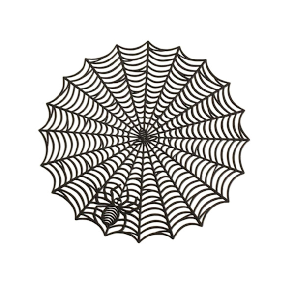 Halloween Dekoration Udhullet Isoleringsplade Massiv Polyvinylchlorid Læder Dækkeservietter, Kaffeemåtter, Køkkenbordsunderlag, Let at Rengøre Køkkenbord Black