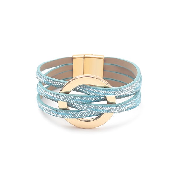 Læderarmbånd til kvinder 2022 Mode Armbånd & Armringe Elegant Multilayer Bredt Wrap Armbånd Kvindelige Smykker Gave Sky blue