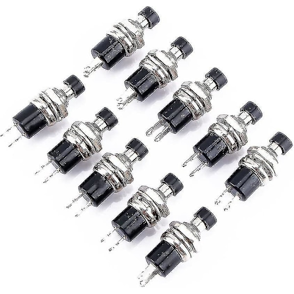 10 stk. Mini Toggle Switch Bil Tænd/Sluk Sort Switch Momentary Button