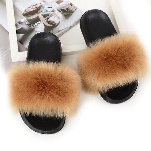 Mimigo Naisten Tekoturkisliukumattomat Naisten Liukumattomat Karvaiset Sandaalit Flip Flop Karvaiset Liukumattomat Pehmeät Tasaiset Sisä- ja Ulkokäyttöön 11 SIZE 40-41