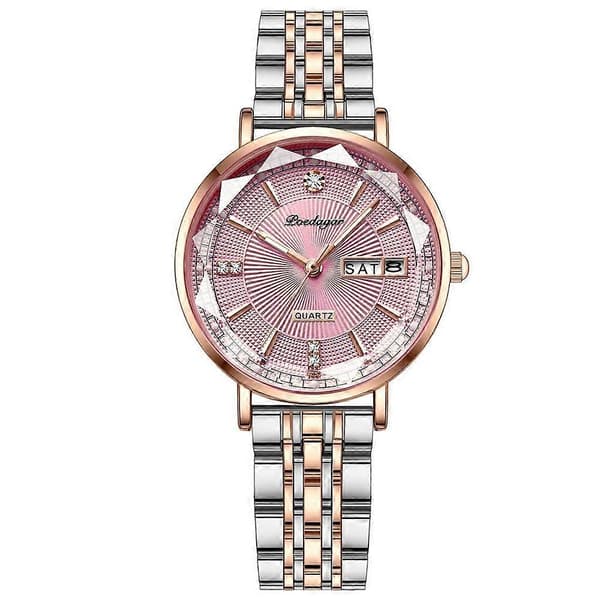 Dame Quartz Klokker Rustfritt Stål Vanntett Selvlysende Dameklokke Armbåndsur E