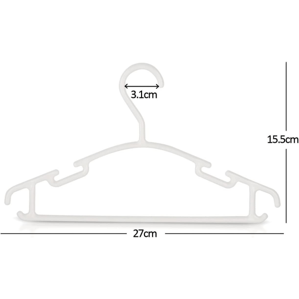Pack Of 36 Hangers Baby Kids Clothes Plastic Storage Hangers For 27cm Length In White