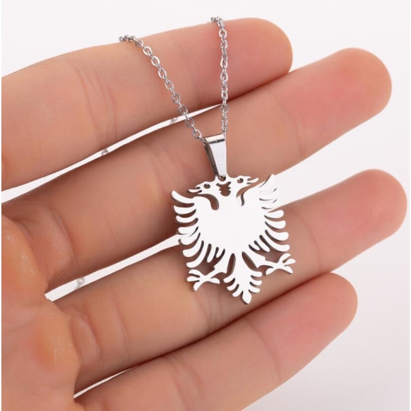 necklace with cheina e flamurite silver albanian eagle