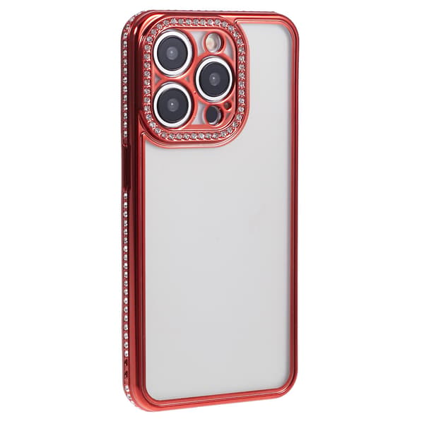 Rhinestone-dekorerad TPU-skydd för iPhone 14 Pro Max Red