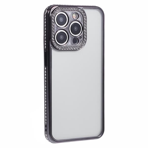 Rhinestone-dekorerad TPU-skydd för iPhone 14 Pro Max Black
